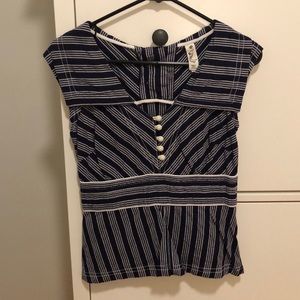 Anthropologie white and Blue Top